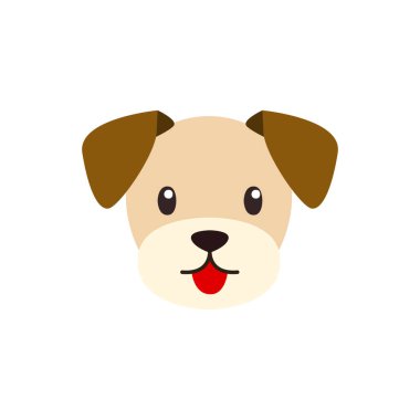 Köpek suratlı tatlı dil dışarı gülümseyen gülümseme emoji sembolü simge vektör çizimi izole düz kahverengi köpek yavrusu