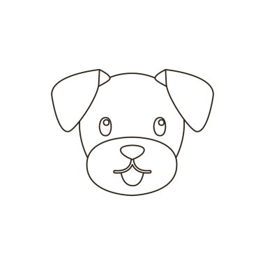 Köpek suratlı tatlı dil dışarı gülümseyen gülümseme emoji sembolü simge vektör çizimi izole düz kahverengi köpek yavrusu