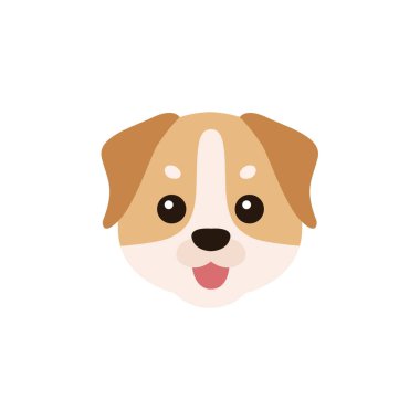 Köpek suratlı tatlı dil dışarı gülümseyen gülümseme emoji sembolü simge vektör çizimi izole düz kahverengi köpek yavrusu
