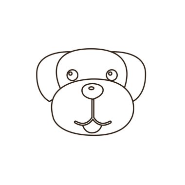 Köpek suratlı tatlı dil dışarı gülümseyen gülümseme emoji sembolü simge vektör çizimi izole düz kahverengi köpek yavrusu