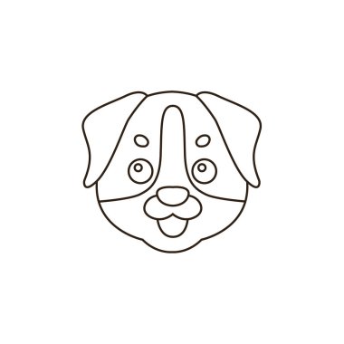 Köpek suratlı tatlı dil dışarı gülümseyen gülümseme emoji sembolü simge vektör çizimi izole düz kahverengi köpek yavrusu