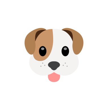 Köpek suratlı tatlı dil dışarı gülümseyen gülümseme emoji sembolü simge vektör çizimi izole düz kahverengi köpek yavrusu