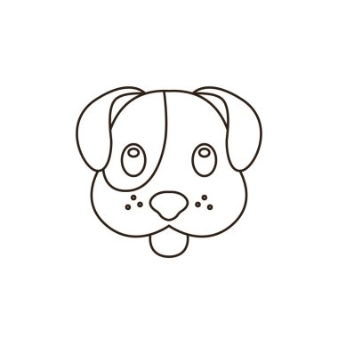 Köpek suratlı tatlı dil dışarı gülümseyen gülümseme emoji sembolü simge vektör çizimi izole düz kahverengi köpek yavrusu