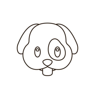 Köpek suratlı tatlı dil dışarı gülümseyen gülümseme emoji sembolü simge vektör çizimi izole düz kahverengi köpek yavrusu