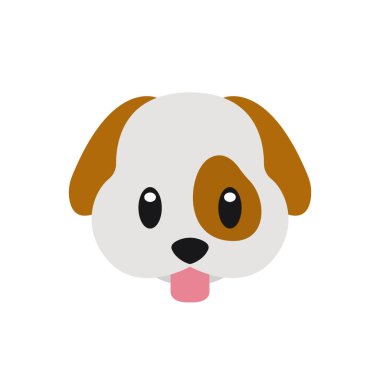 Köpek suratlı tatlı dil dışarı gülümseyen gülümseme emoji sembolü simge vektör çizimi izole düz kahverengi köpek yavrusu