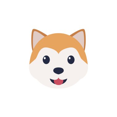 Köpek suratlı tatlı dil dışarı gülümseyen gülümseme emoji sembolü simge vektör çizimi izole düz kahverengi köpek yavrusu