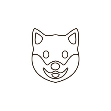 Köpek suratlı tatlı dil dışarı gülümseyen gülümseme emoji sembolü simge vektör çizimi izole düz kahverengi köpek yavrusu