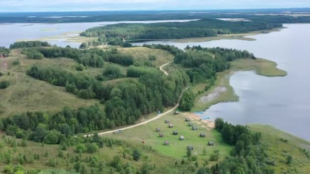 Drohne Fliegt Über Unglaubliche Landschaft Nationalpark Luftaufnahme Der Braslaver Seen — Stockvideo