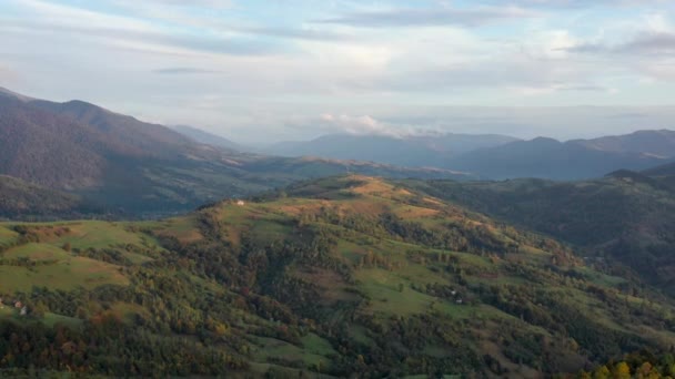 Gün Doğumunda Her Zaman Yeşil Çam Ağaçları Olan Dağ Manzarası — Stok video