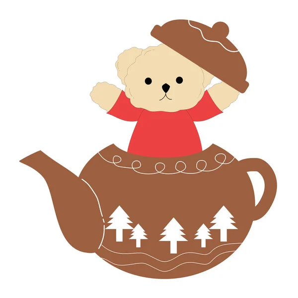 Tatlı Noel Ayıcığı Çaydanlıkta Clipart