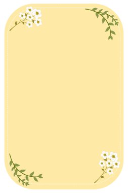 Beyaz Sarmaşık Kenarlı Yumuşak Pastel Sarı Arkaplan