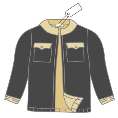 Fiyat Etiketli Siyah ve Bej Günlük Ceket