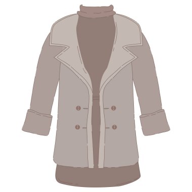 Sıcak palto ve balıkçı yaka giysisi tasviri