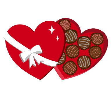 Beyaz Fiyonklu Sevgililer Günü Çikolataları Açık Kalp Şeklinde Kutu
