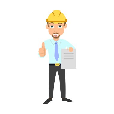 Tamam. Vektör karikatür çizimi gösteren mimar