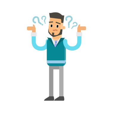 Soru işaretiyle kafası karışmış bir iş adamı