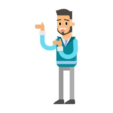 Sakallı ve gözlüklü mutlu bir genç adam.