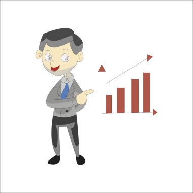 Finansal sembolleri olan bir iş adamı. vektör illüstrasyonu.