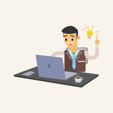 İş konsepti. Evden çalışan iş adamlarının vektör çizimi.