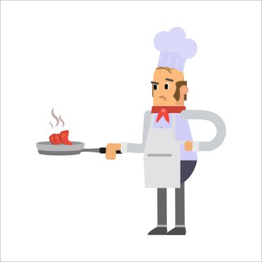 Bir tepsi yiyecekle erkek aşçı