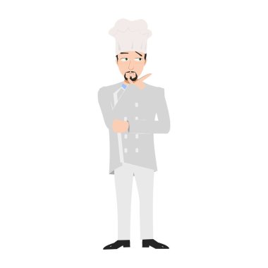 Şef erkek karakter. Çizgi film tarzı. vektör illüstrasyonu