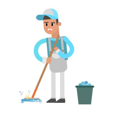 Temizlikçi paspasla