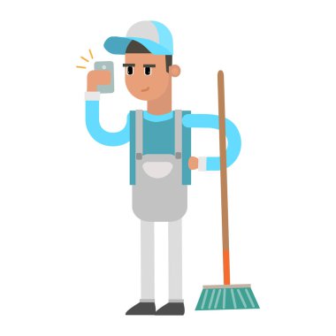 Genç adam akıllı telefon kullanıyor.