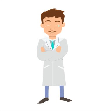 Doktor çizgi film karakteri arka planda izole edildi