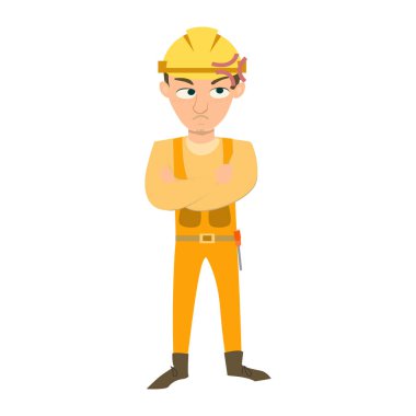 İngiliz anahtarı olan inşaat işçisi.