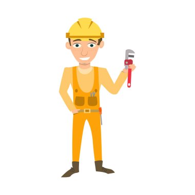 Çizgi film karakteri - genç adam inşaatçısı