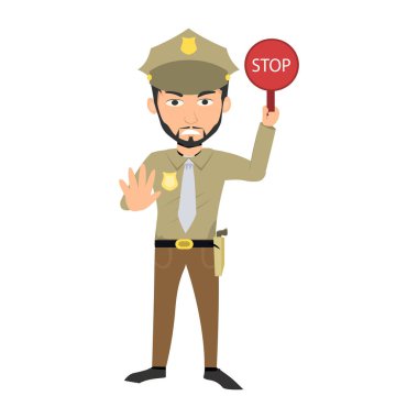 Dur işareti. Web için polis vektör simgesinin karikatür çizimi