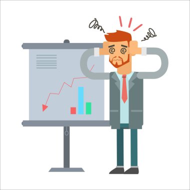 Takım elbiseli ve kafası ok ve okla dolu iş adamı..