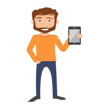 Akıllı telefon ve cep telefonu vektör illüstrasyonlu adam