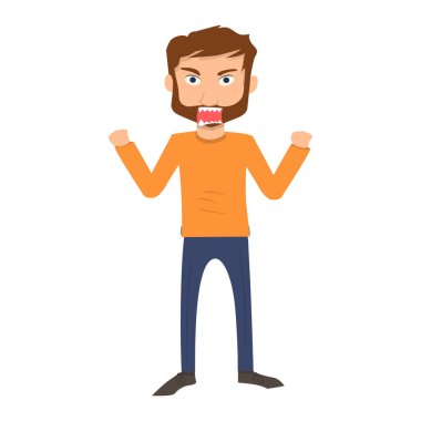 Çizgi film vektör illüstrasyon grafik tasarımını kutlayan genç adam