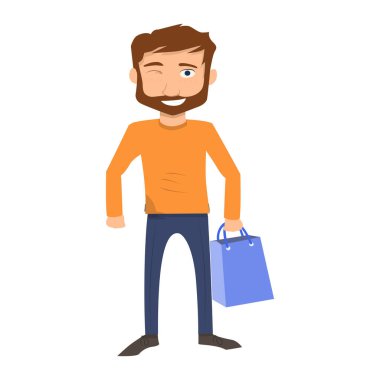 Çanta taşıyan genç adam..