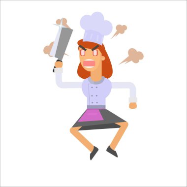 Farklı duyguları olan kadın şef. Çizgi film tarzı. vektör illüstrasyonu