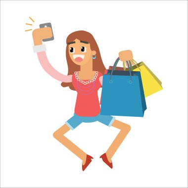 mutlu kız holding alışveriş torbaları