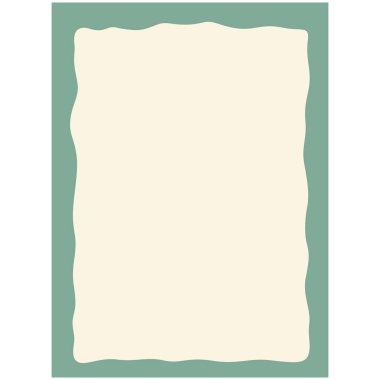 Yumuşak yeşil arka planı olan 2D dalgalı sınır çerçevesi, çevre dostu tasarımlar, kartlar, dijital sanat ve yaratıcı doğal temalar için mükemmel..