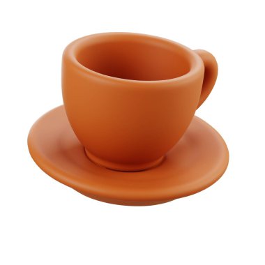 Üç boyutlu el yapımı çay tabağı, çömlek tasarımı, modeller, kültürel el sanatları ve gerçekçi kahverengi seramik dekorasyon için mükemmel..