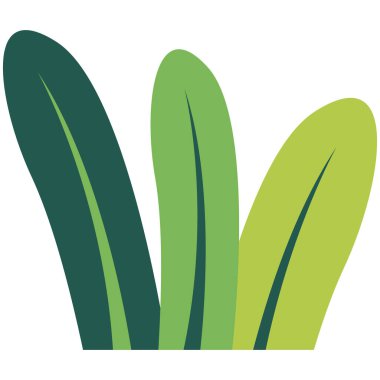 2D, doğadan esinlenerek doğal gelişimi, tazeliği ve basit temiz tasarımı simgeleyen üç küçük yeşil çim yaprağının gösterimi..