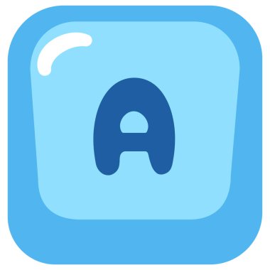 2D mavi harf Bir klavye anahtarı, ui tasarımı, dijital varlıklar ve temiz alfabe arayüz paketleri için ideal.