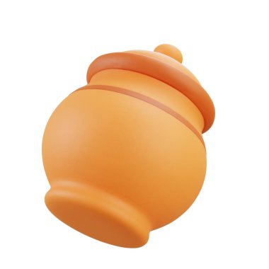 Zarif kapaklı 3 boyutlu kil çömlek, geleneksel yemek sahneleri, mutfak dekorları ve çömlek sanat koleksiyonu için mükemmel..