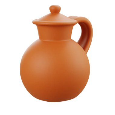 3 boyutlu klasik kil sürahi tasarımı, doğal renkte, kültürel resimleme, ev dekorasyonu ve çömlek koleksiyonu için mükemmel..