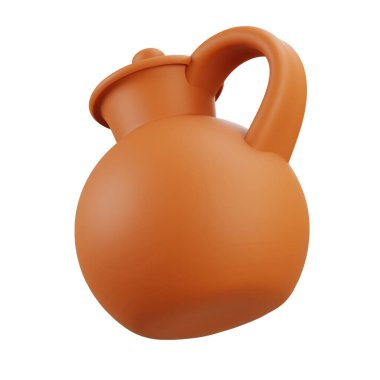 3 boyutlu el yapımı kil sürahi, pürüzsüz saplı, çömlek dekorasyonu, geleneksel sanat eserleri ve el işi koleksiyonu için harika..