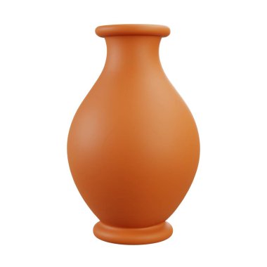 Zarif kıvrımlı 3D geleneksel kil vazo, ev dekorasyonu, çömlek koleksiyonu veya klasik kültürel tasarım sunumu için uygun.