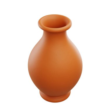 Düz yüzeye sahip 3D kil vazo tasarımı, dekorasyon, iç mekan sanatı veya kültürel sanatlar modelleme projesi için ideal.