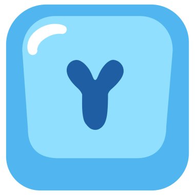 2D blue Y key button perfect for digital ui, learning games, and creative typing education keyboard style projects.