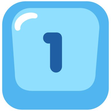 2D blue button with number one for educational ui packs, digital games, math projects, and playful keyboard theme designs.