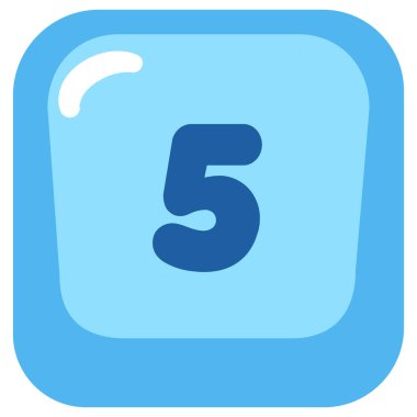 2D blue key showing number five for typing games, ui projects, educational materials, and digital design learning assets.