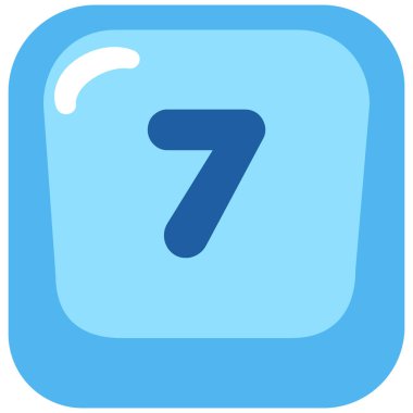 2D blue rounded key featuring number seven perfect for digital math games, ui layouts, educational designs, and playful keyboard elements.